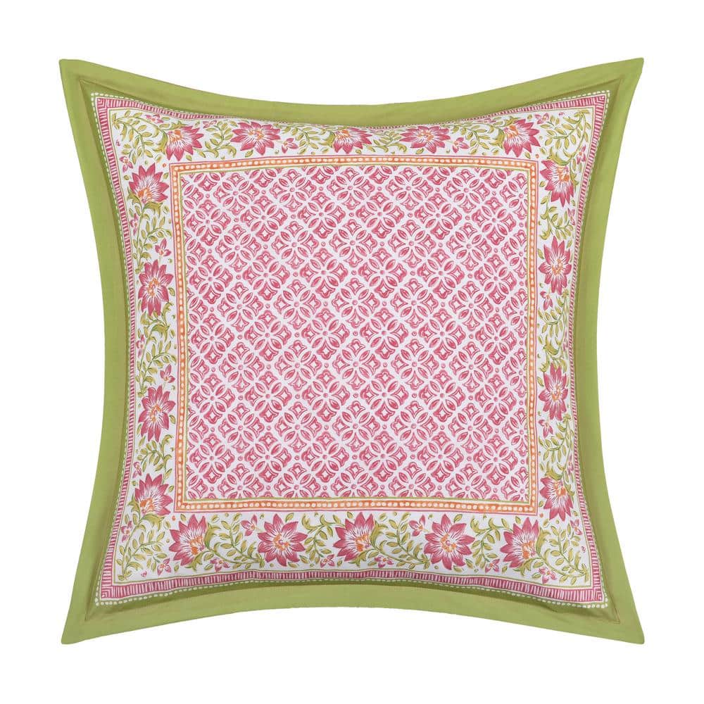 Sienna Pink Floral Polyester Euro Sham 26 in. L x 26 in. W