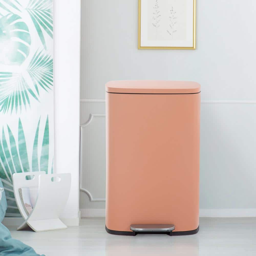Pink Stainless Steel 13 Gallon Pedal Trash Can
