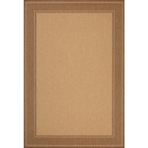 Hampton Bay Black/Beige Texture Border 5 ft. x 7 ft. Indoor