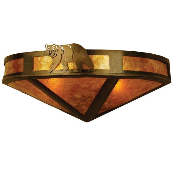 Illumine 2 Northwoods Lone Bear Wall Sconce Antique Copper Finish Mica Glass