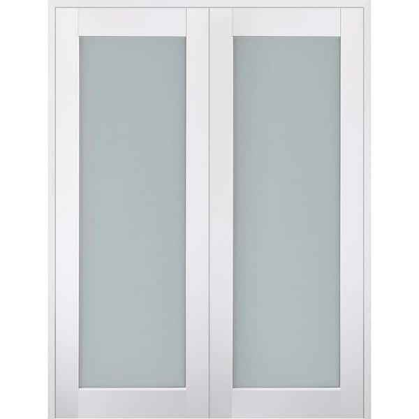 Belldinni Smart Pro 48" x 96" Both Active 1-Lite Frosted Glass Polar White Finished Wood Composite Double Prehung French Door