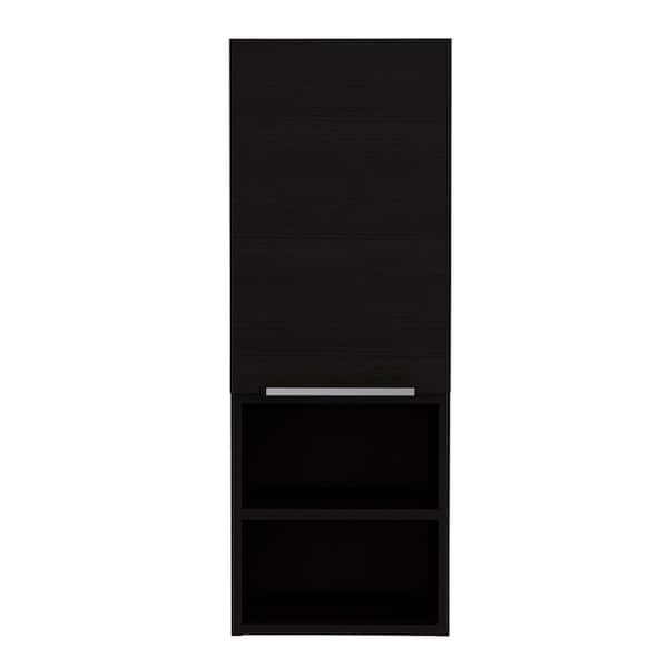 Unbranded 11.81 in. W x 32.17 in. H Rectangular Black Surface Mount Medicine Cabinet without Mirror, 2 Interior Shelves