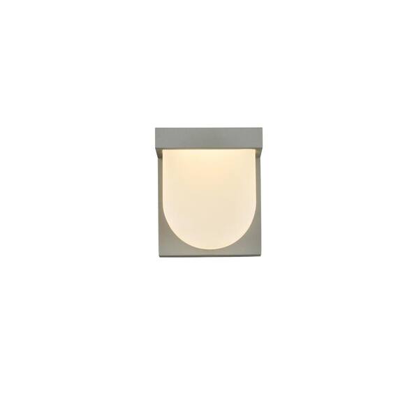 PRIVATE BRAND UNBRANDED Timeless Home 5 in. W x 5.75 in. H x 3 in. E 1-Light Square Silver LED Outdoor Wall Sconce