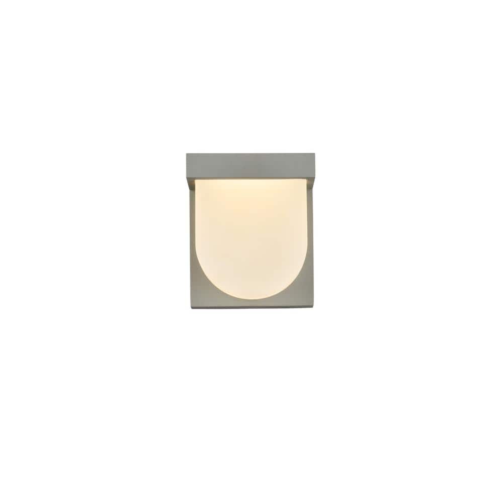 Timeless Home 5 in. W x 5.75 in. H x 3 in. E 1-Light Square Silver LED Outd