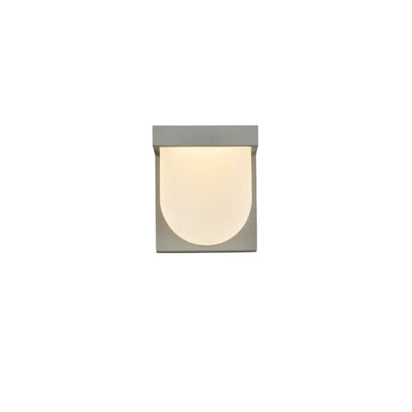 Unbranded Timeless Home 5 in. W x 5.75 in. H x 3 in. E 1-Light Square Silver LED Outdoor Wall Sconce