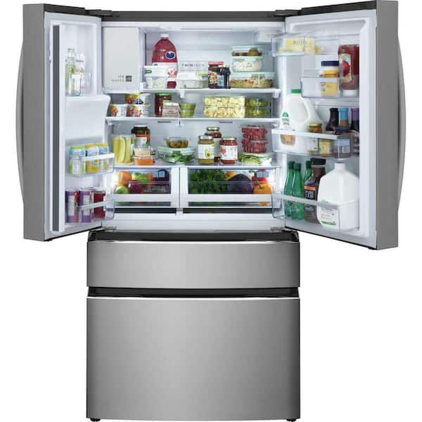 Gallery 21.5 cu. ft. 4-Door French Door Refrigerator in Smudge-Proof Stainless Steel, Counter-Depth