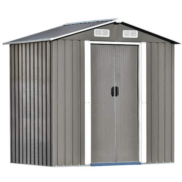 ToolCat Patio 6 ft. W. x 4 ft. D Bike Shed Garden Shed, Metal Storage Shed with Adjustable Shelf, Gray 24 Sq. Ft.