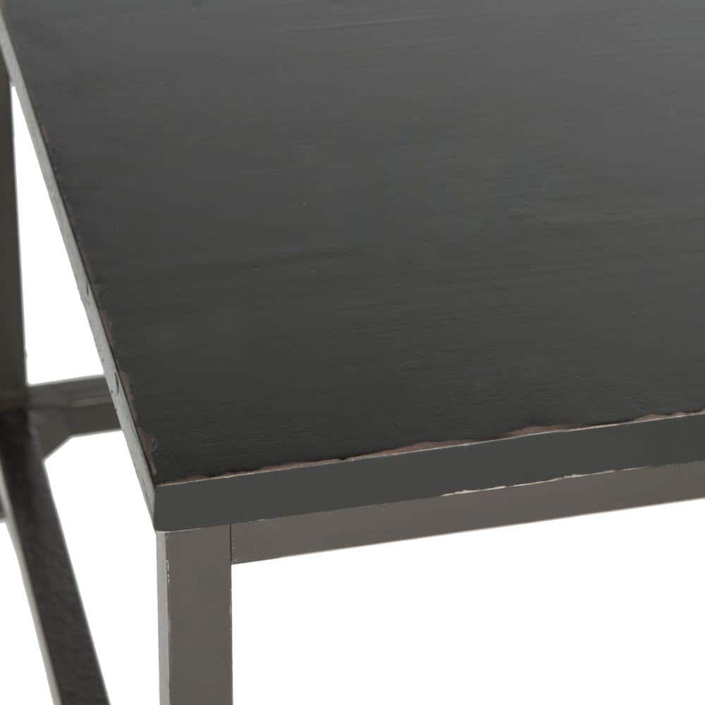 Distressed Black Pine Wood Rectangular Coffee Table