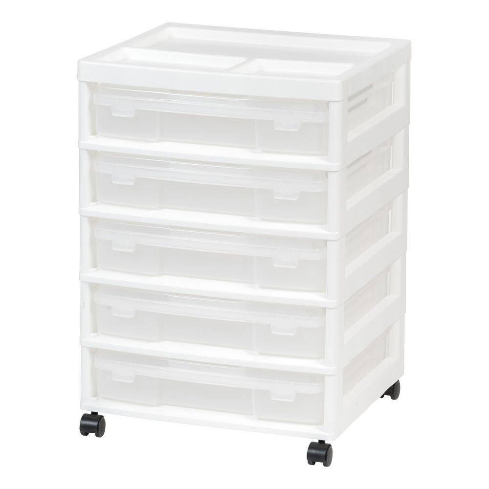 5 Drawers Plastic Scrapbook Rolling Storage Cart with Organizer Top and Casters, White price history on PriceWatchPro