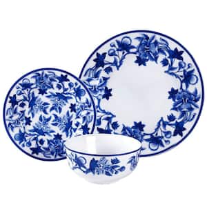 Blue Vintage 12-Piece Fine Ceramic Dinnerware Set in Cobalt