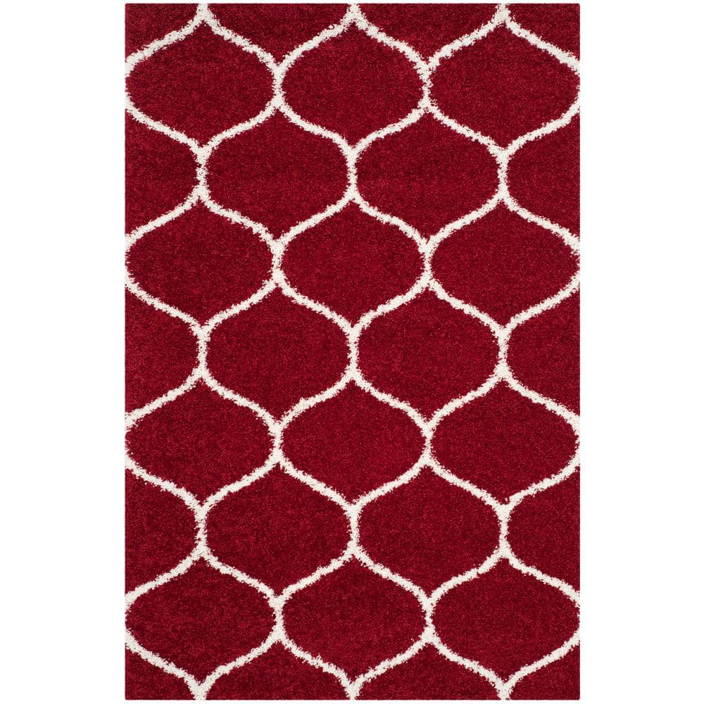 Hudson Shag Red/Ivory 5 ft. x 8 ft. Trellis Area Rug price history on PriceWatchPro