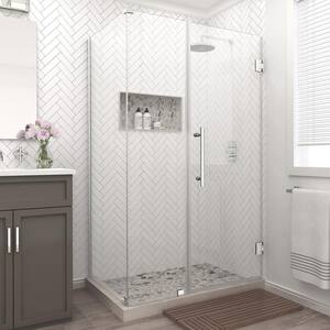 Bromley 43.25 in. to 44.25 in. x 38.375 in. x 72 in. Frameless Corner Hinged Shower Enclosure in Stainless Steel