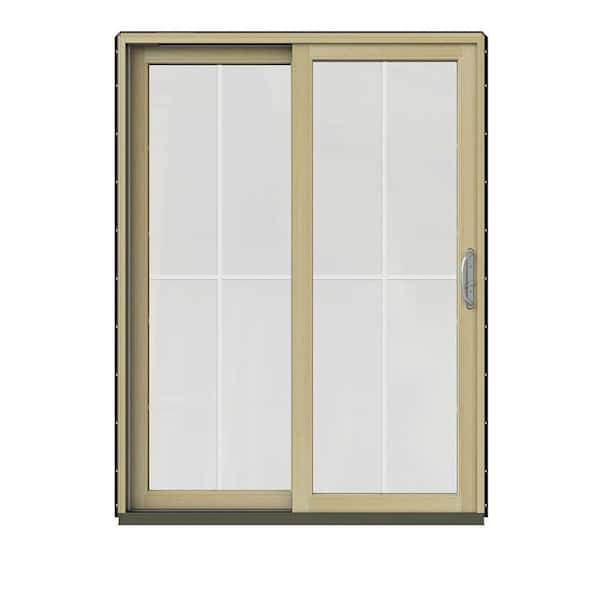 JELD-WEN 60 in. x 80 in. W-2500 Contemporary Black Clad Wood Left-Hand 4 Lite Sliding Patio Door w/Unfinished Interior