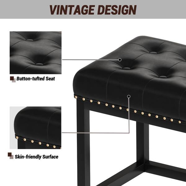 FERFALDER End of Bed Bench-Upholstered Entry Shoe Storage with Nailhead  Trim,Black Mental Frame Ottoman Bench for Bedroom Entry Window Mudroom  Living