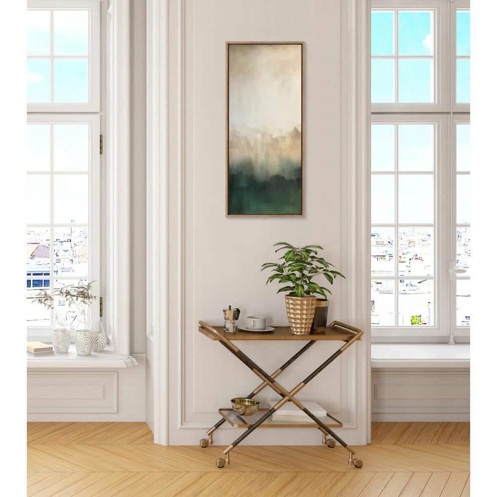 Green Mountain Abstract II Framed Canvas Wall Art, 18x40 Gold