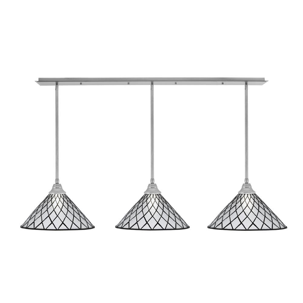 Livingston 3-Light Brushed Nickel Linear Chandelier for Kitchen Island with