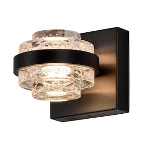 Milano 6 in. 1-Light ETL Certified Integrated LED Sconce Lighting Fixture in Black