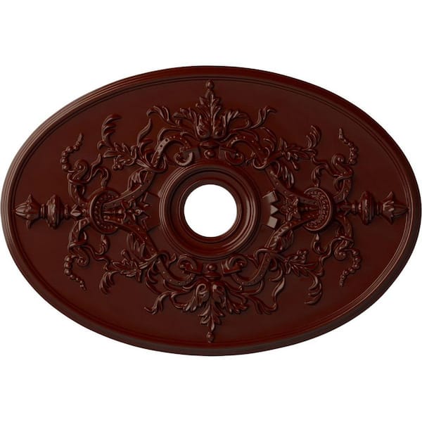 Ekena Millwork 1-5/8" x 30-3/4" x 21-1/4" Polyurethane Alexa Ceiling Medallion, Brushed Mahogany