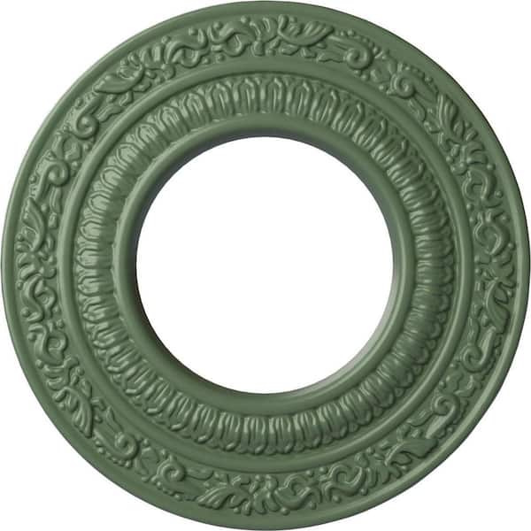 Ekena Millwork 1/2" x 8-1/8" x 8-1/8" Polyurethane Andrea Ceiling Medallion, Hand-Painted Athenian Green