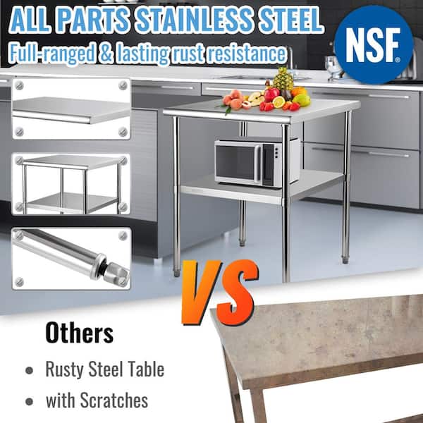 30 X 12 Open Base Stainless Steel Work Table | Residential & Commercial |  Food Prep | Heavy Duty Utility Work Station | NSF