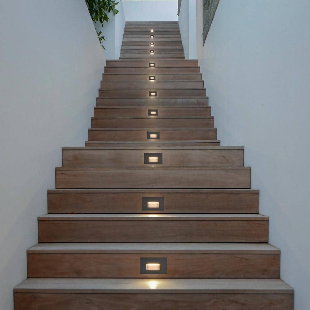 Black Aluminum LED Pathway Step Lights with Adjustable Color Temperature, 2-Pack