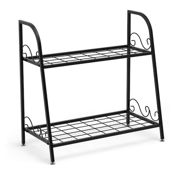 2-Tier Metal Plant Stand Potted Flower Pot Stand, Heavy Duty Iron Planter  Shelves Rack Anti-Rust Kits and Accessories PU5QYG - The Home Depot