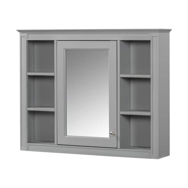 35 in. W x 27.5 in. H Rectangular Gary MDF Surface Mount Medicine Cabinet with Mirror, with 6 Shelves