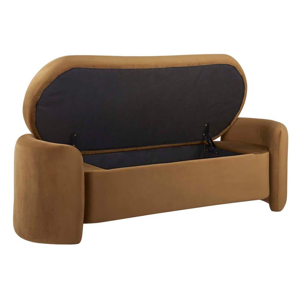Nebula Cognac Performance Velvet 62" Storage Bench