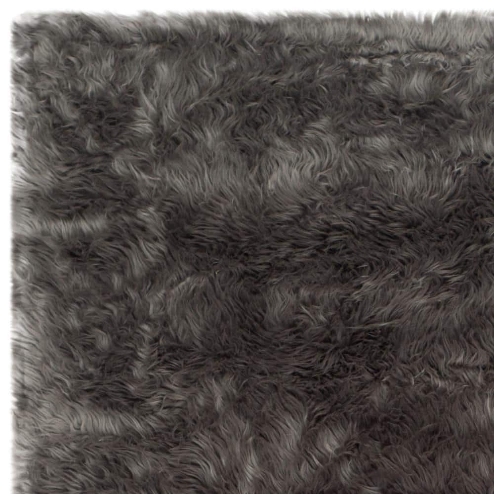 Gray 8' x 10' Tufted Faux Sheepskin Cotton Rug