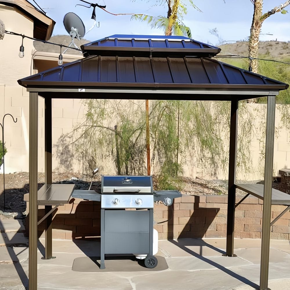 PURPLE LEAF 6 ft. x 9 ft. Hardtop Grill Gazebo for Patio Aluminum