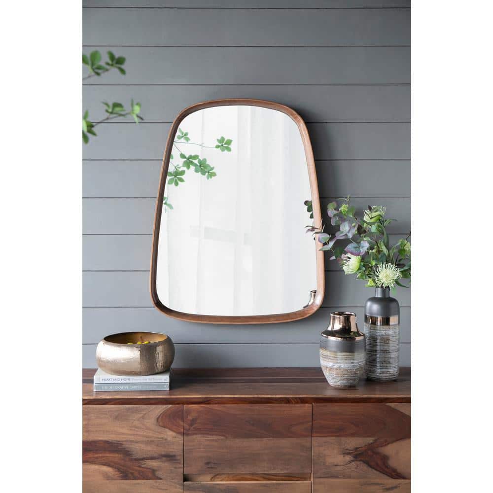 Wayne Light Brown Wood Rectangular Vanity Mirror