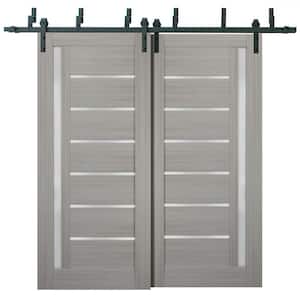36 in. x 80 in. Single Panel Gray Finished Solid MDF Sliding Door with Barn Bypass Kit