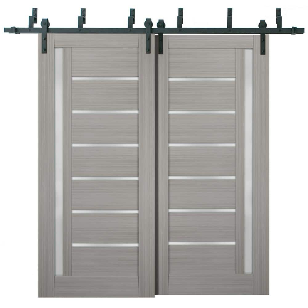 60 in. x 80 in. Single Panel Gray Finished Solid MDF Sliding Door with Barn Bypass Kit price history on PriceWatchPro