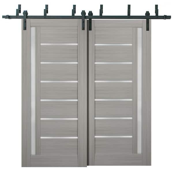 Sartodoors 56 In. X 96 In. Single Panel Gray Solid MDF Sliding Door ...