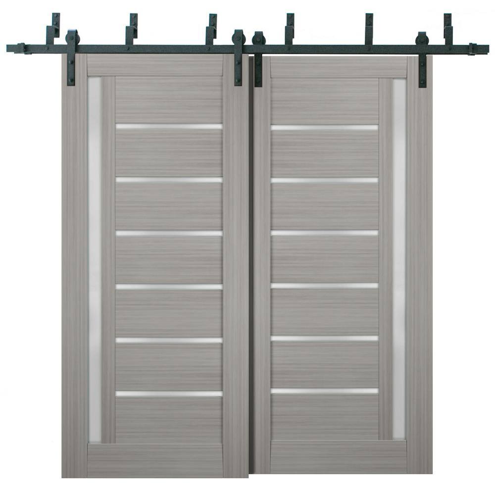 64 in. x 96 in. Single Panel Gray Solid MDF Sliding Door with Barn Byapass Kit price history on PriceWatchPro