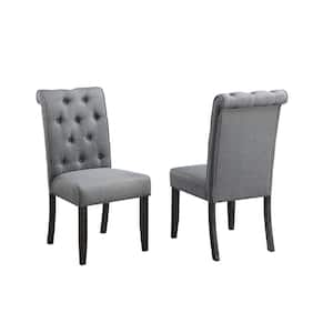 Karol Gray Weathered Finish w/Buttons Side Chairs Set of 2.