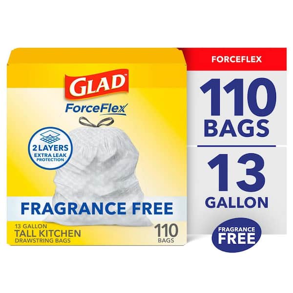 13 Gal. ForceFlex Tall Kitchen Drawstring Pine-Sol Original Scent Trash Bags (110-Count)