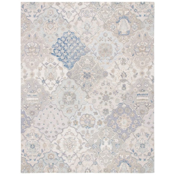 SAFAVIEH Glamour Gray/Blue 11 ft. x 15 ft. Floral Area Rug