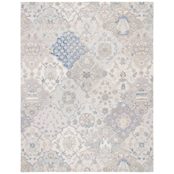 SAFAVIEH Glamour Gray/Blue 8 ft. x 10 ft. Floral Area Rug