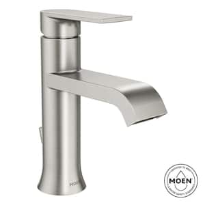 Genta Single Handle Single Hole Bathroom Faucet with Drain Kit Included in Brushed Nickel