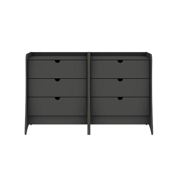 Manhattan Comfort Coney Mid-Century Modern Grey 3-Drawer 27.55 in. Wide Dresser (Set of 2)