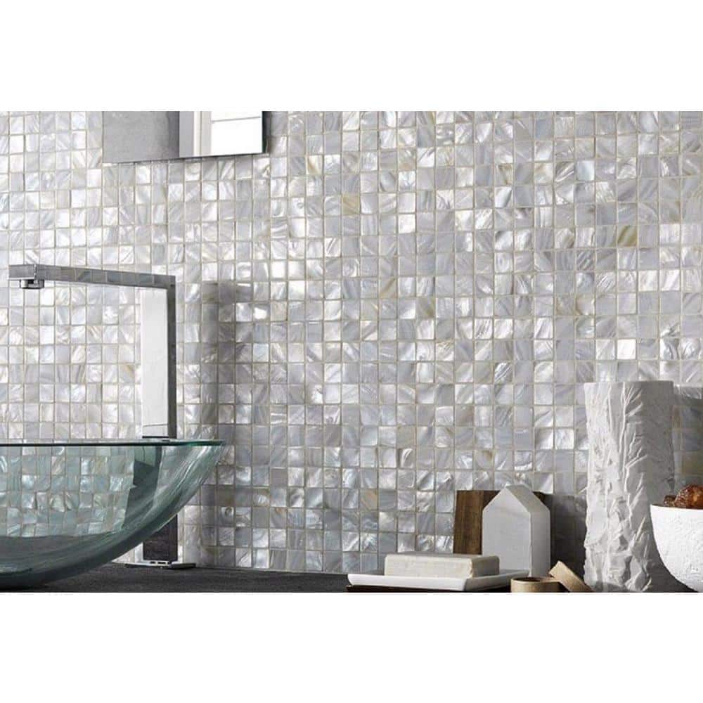 12" x 12" Shell White Polished Mosaic Tile