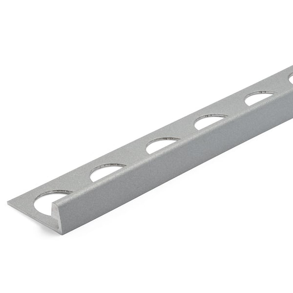 Textured Silver 3/8 in. x 98.5 in. Aluminum L-Shaped Tile Edging Trim