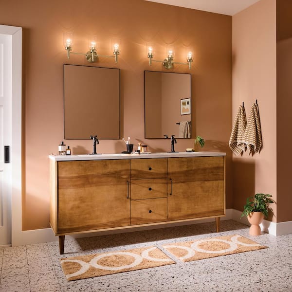 Madden 24 in. 3-Light Champagne Bronze Modern Bathroom Vanity Light with Clear Glass