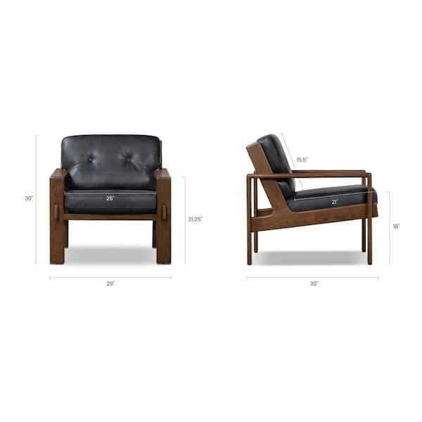 Poly and Bark Skive Onyx Black Leather Lounge Arm Chair LR-D347