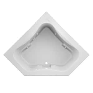 Signature 60 in. x 60 in. Neo Angle Whirlpool Bathtub with Center Drain in White with Heater