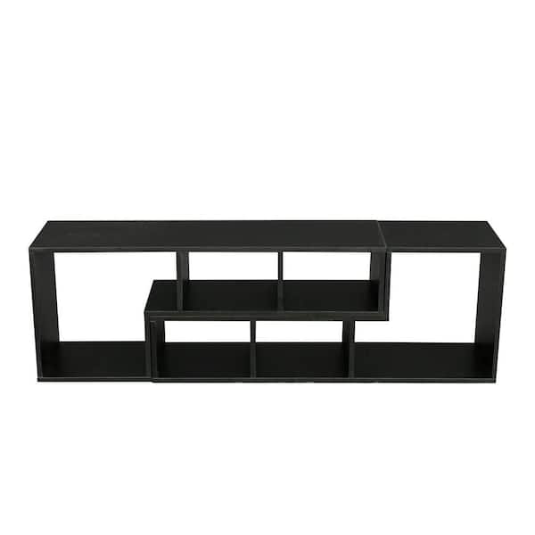 Unbranded 41.34 in. Black Double L-Shaped TV Stand Fits TV's up to 50 in. with Display Shelf and Bookcase