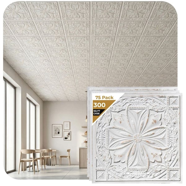 Milan Antique Taupe 2 ft. x 2 ft. PVC Glue Up or Lay in Faux Tin Ceiling Tile (300 sq. ft./Case)
