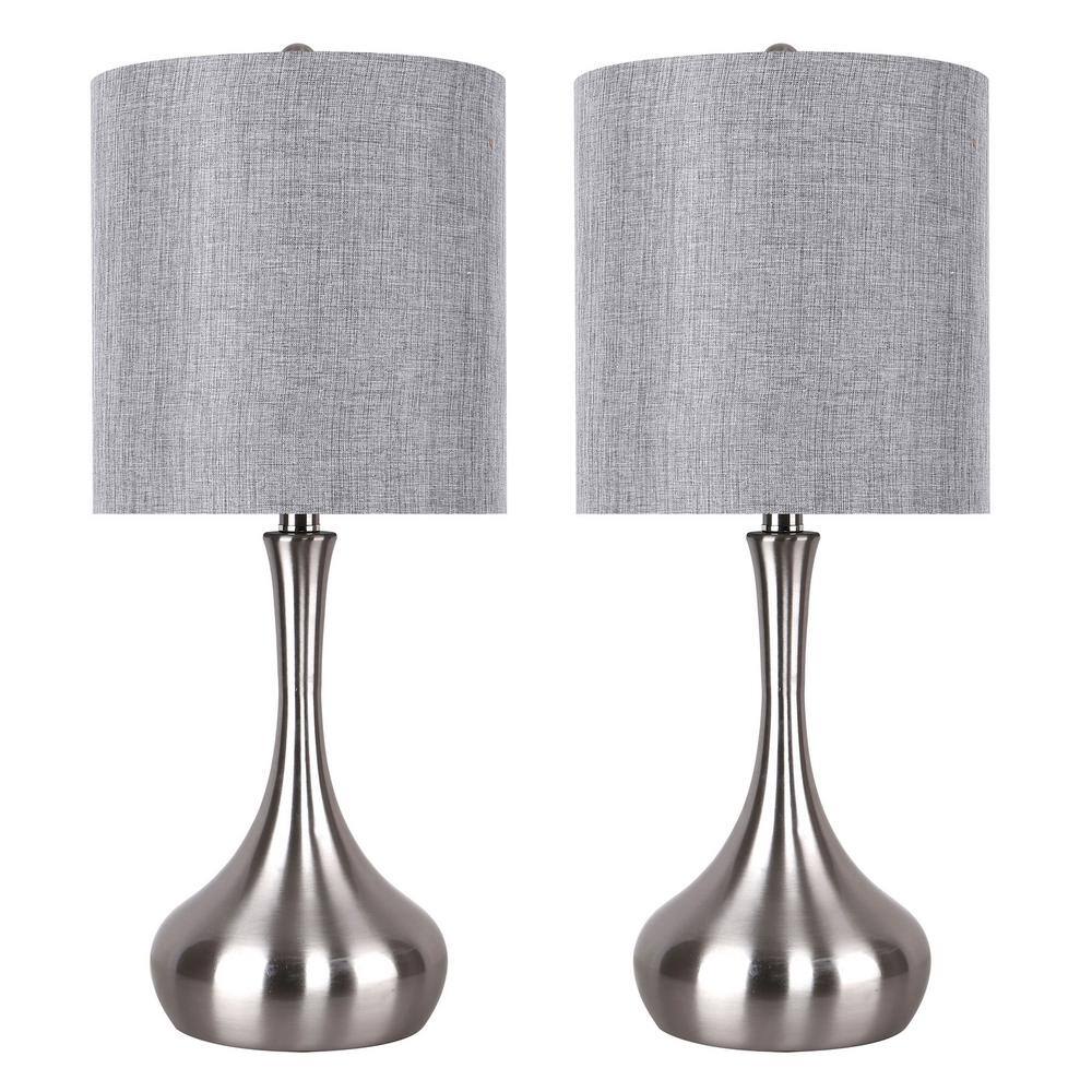 GRANDVIEW GALLERY 23 in. Brushed Nickel Table Lamps with Vase Design ...