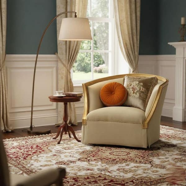 Daesha 42 in. Slope Arm Flannel Fabric Square Sofa in Antique Gold